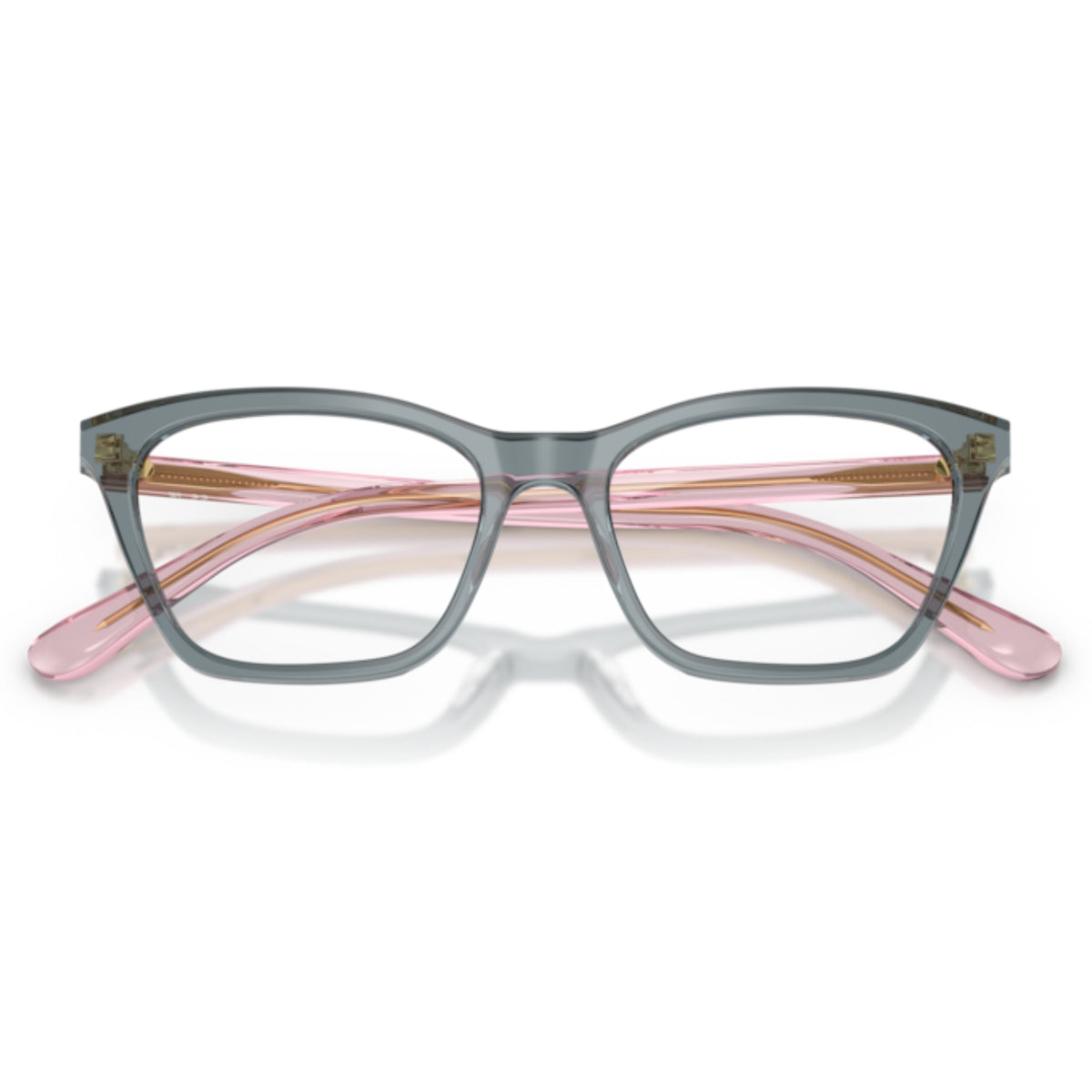 Vogue VO5662I transparent ocean cat-eye eyeglasses, front view with the temples folded