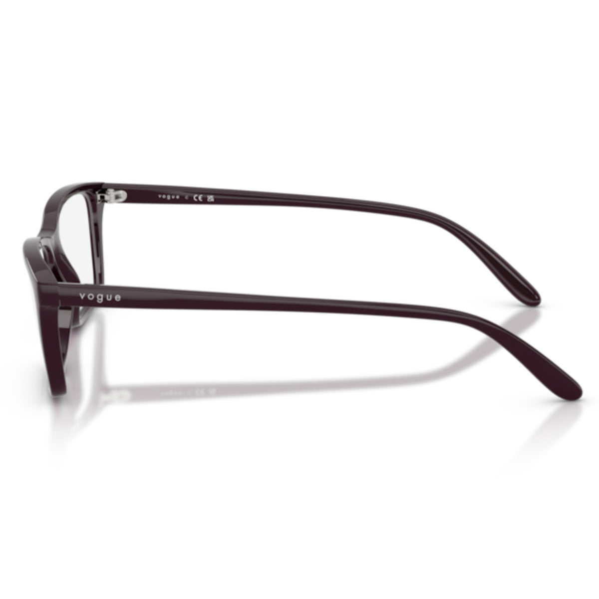 Vogue VO5667 full purple square eyeglasses, side view of the full purple temple