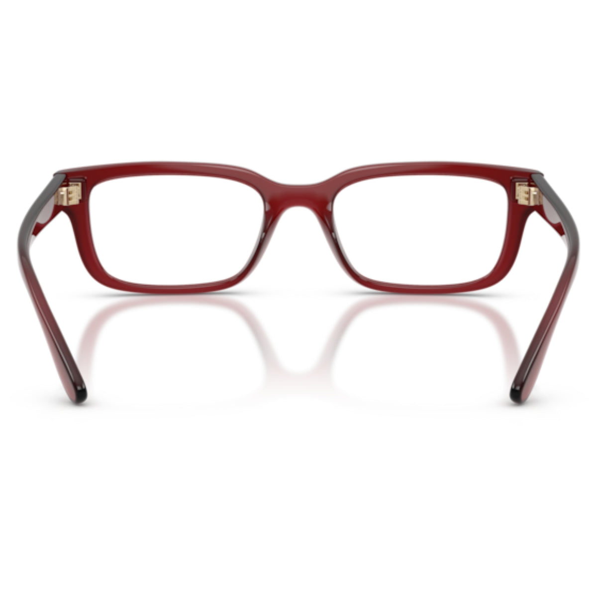 Vogue VO5671 opaline bordeaux rectangle eyeglasses, back view of the frame and temples