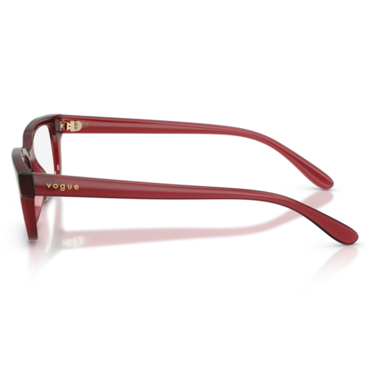 Vogue VO5671 opaline bordeaux rectangle eyeglasses, side view of the opaline bordeaux temple