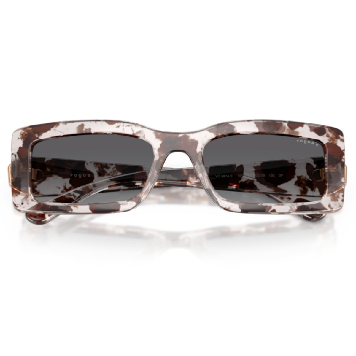 Vogue VO5674S grey havana rectangle sunglasses, front view with the temples folded