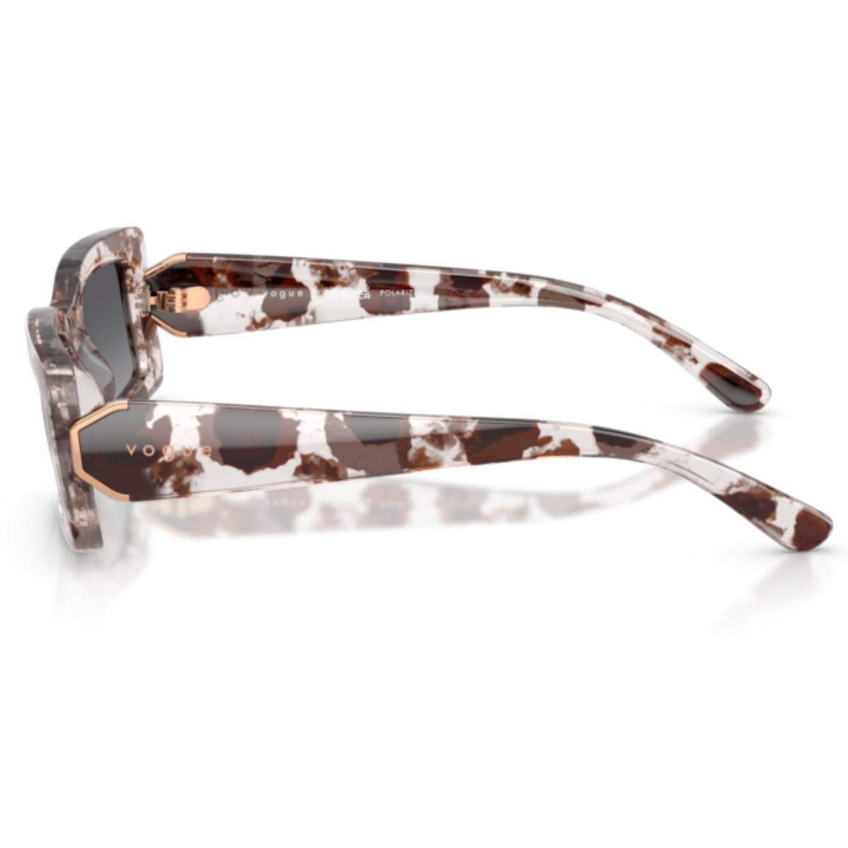 Vogue VO5674S grey havana rectangle sunglasses, side view of the grey havana temple