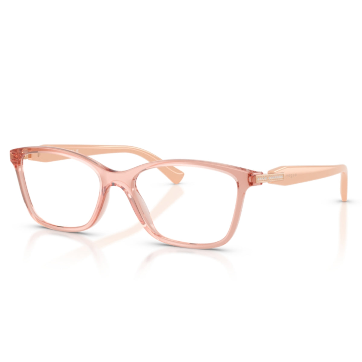 Vogue VO5680B transparent pink square eyeglasses with lightweight and plastic frame