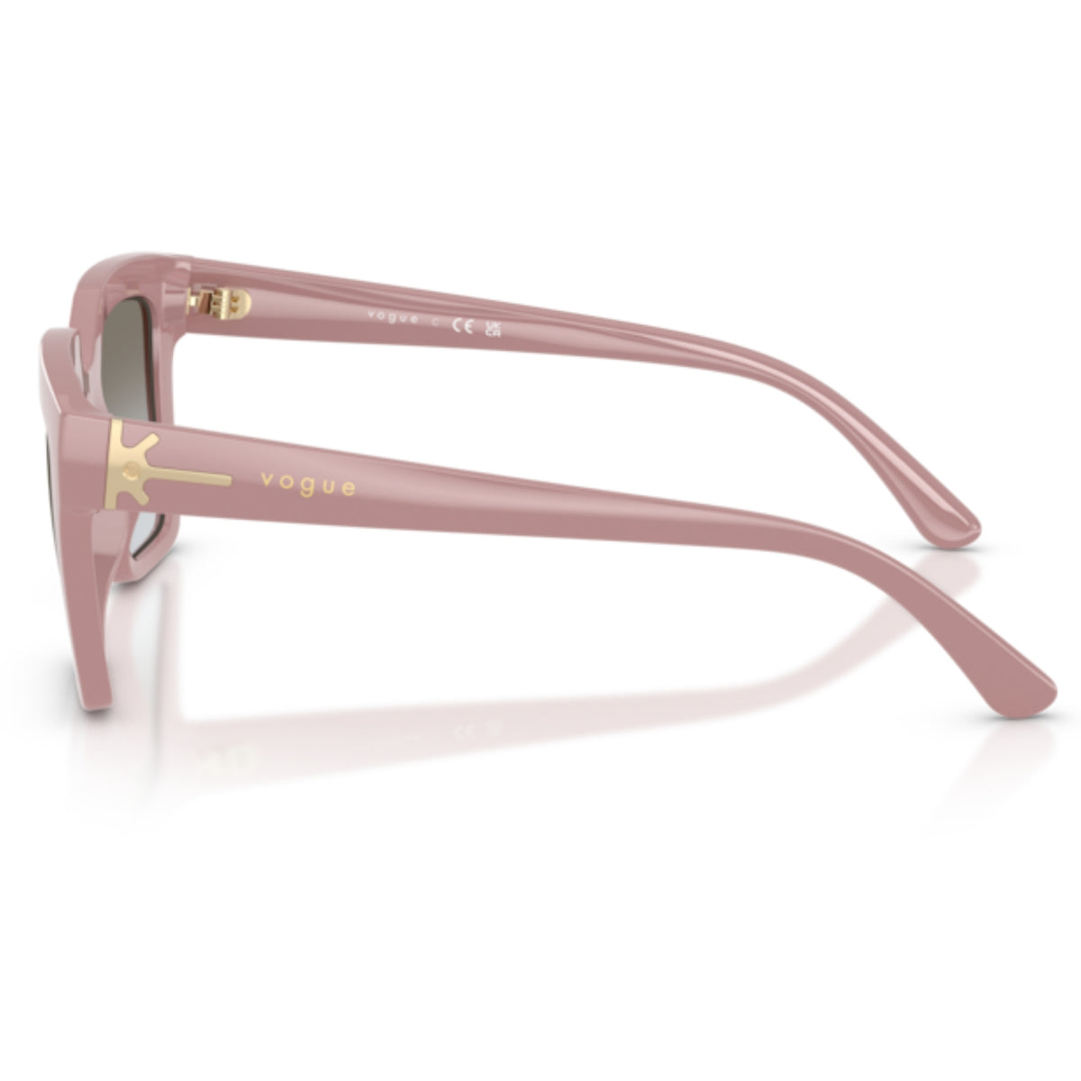 Vogue VO5690S full antique pink square sunglasses, side view of the full antique pink temple
