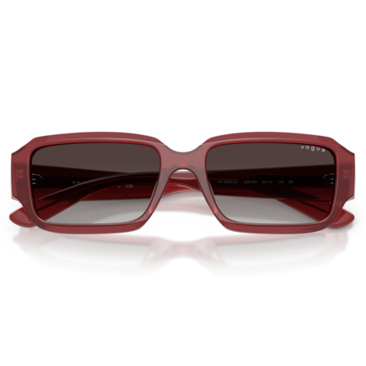 Vogue VO5693SU opal magenta rectangle sunglasses, front view with the temples folded
