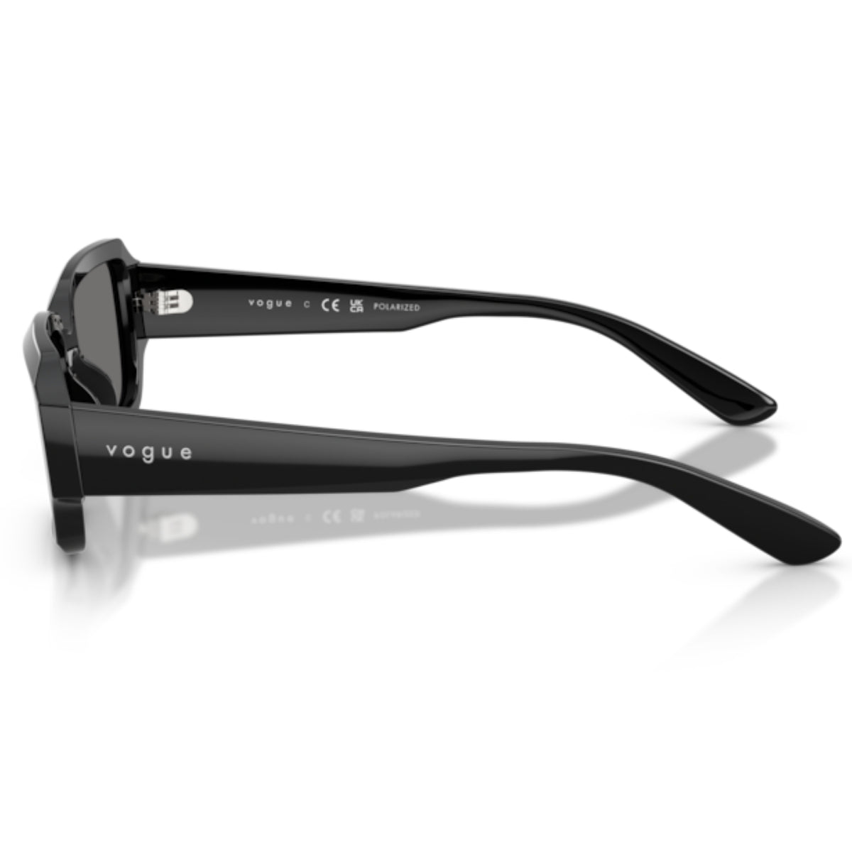 Vogue VO5693SU black rectangle sunglasses, side view of the temple