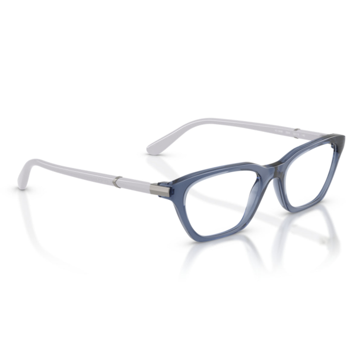 Vogue VO5698 transparent blue purple cat-eye eyeglasses, angled view