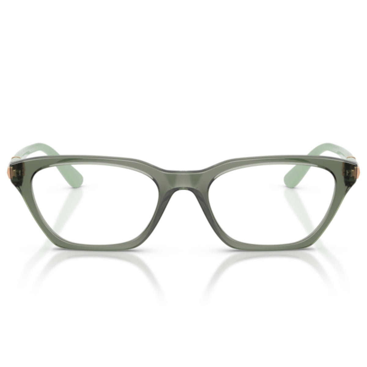 Vogue VO5698 transparent mallard green cat-eye eyeglasses, full-rim lightweight and plastic frame