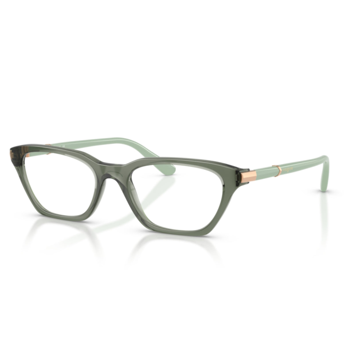 Vogue VO5698 transparent mallard green cat-eye eyeglasses with lightweight and plastic frame
