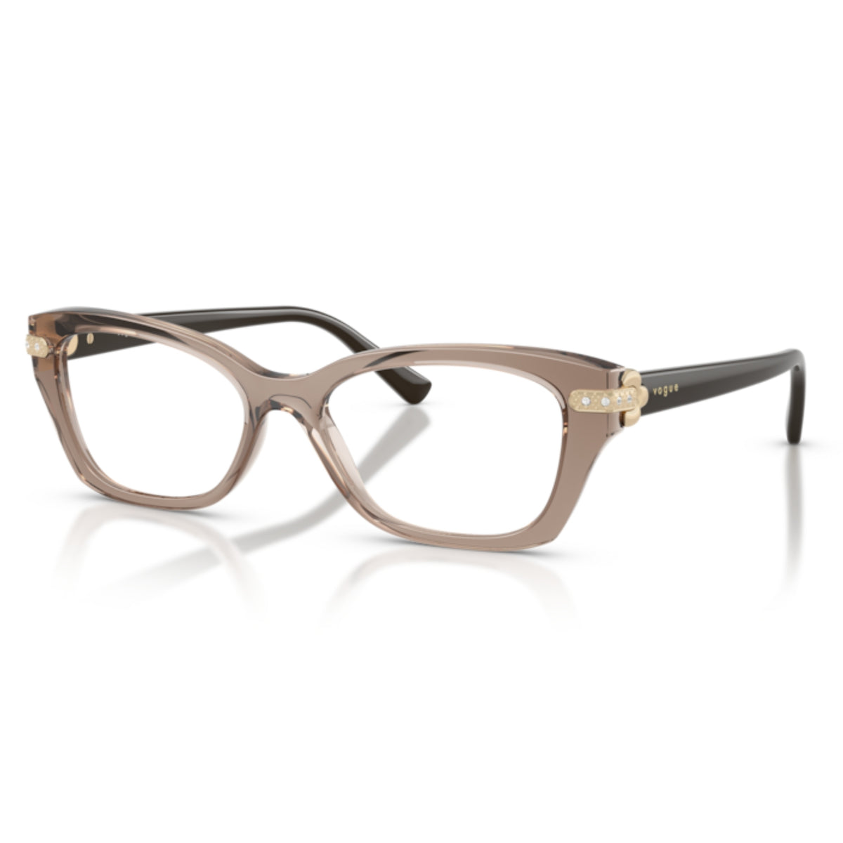 Vogue VO5704B transparent brown cat-eye eyeglasses with lightweight and plastic frame