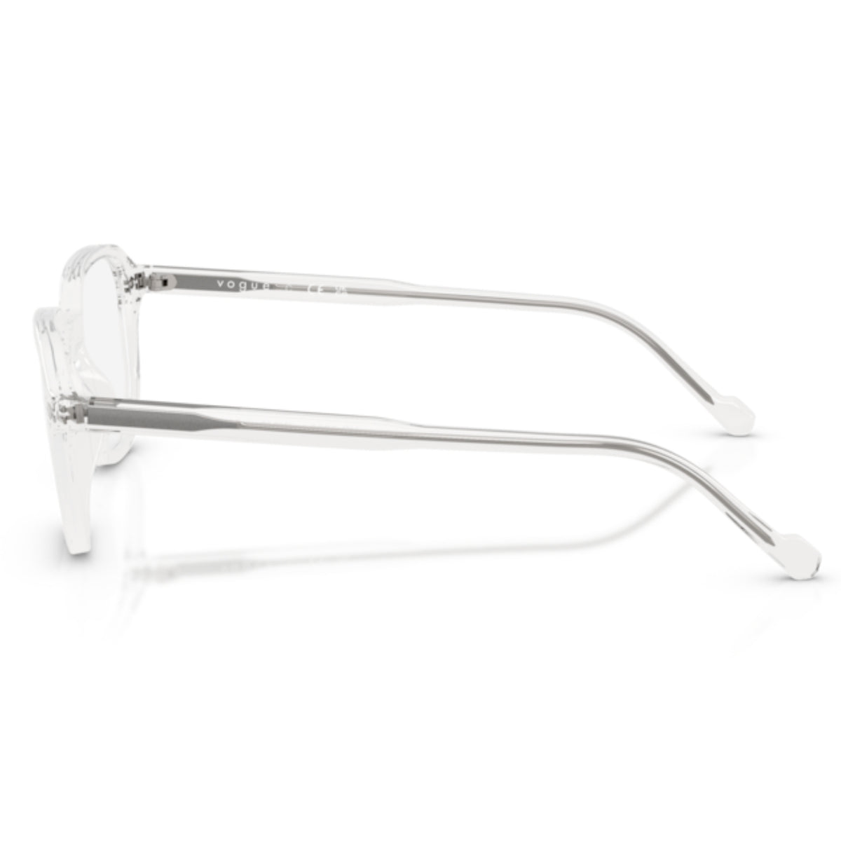 Vogue VO5708 transparent geometric eyeglasses, side view of the transparent temple