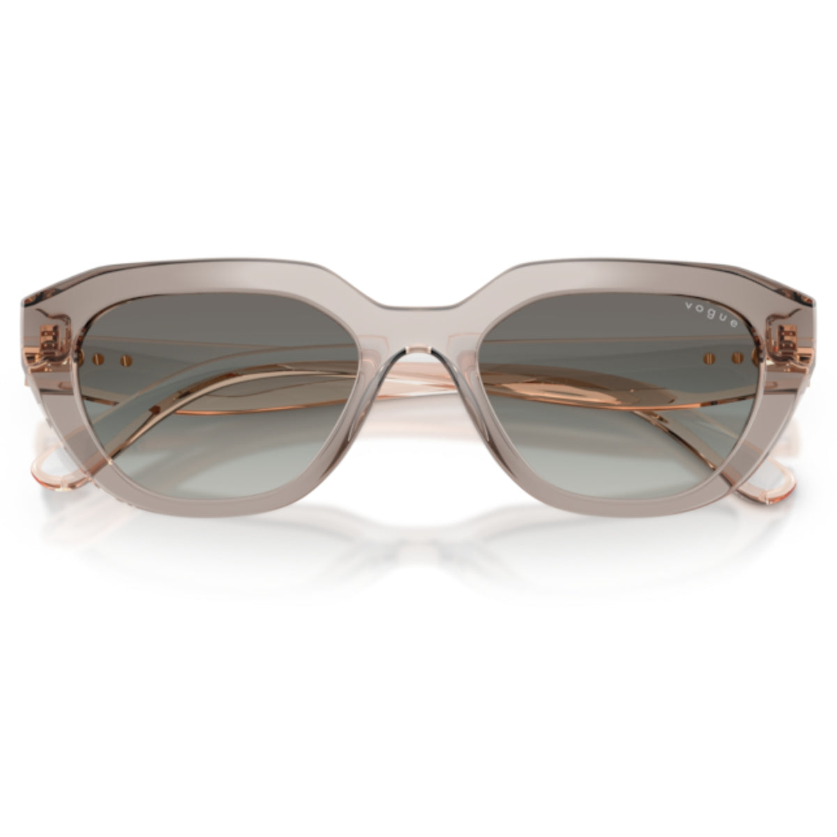 Vogue VO5711S milky warm grey geometric sunglasses, front view with the temples folded