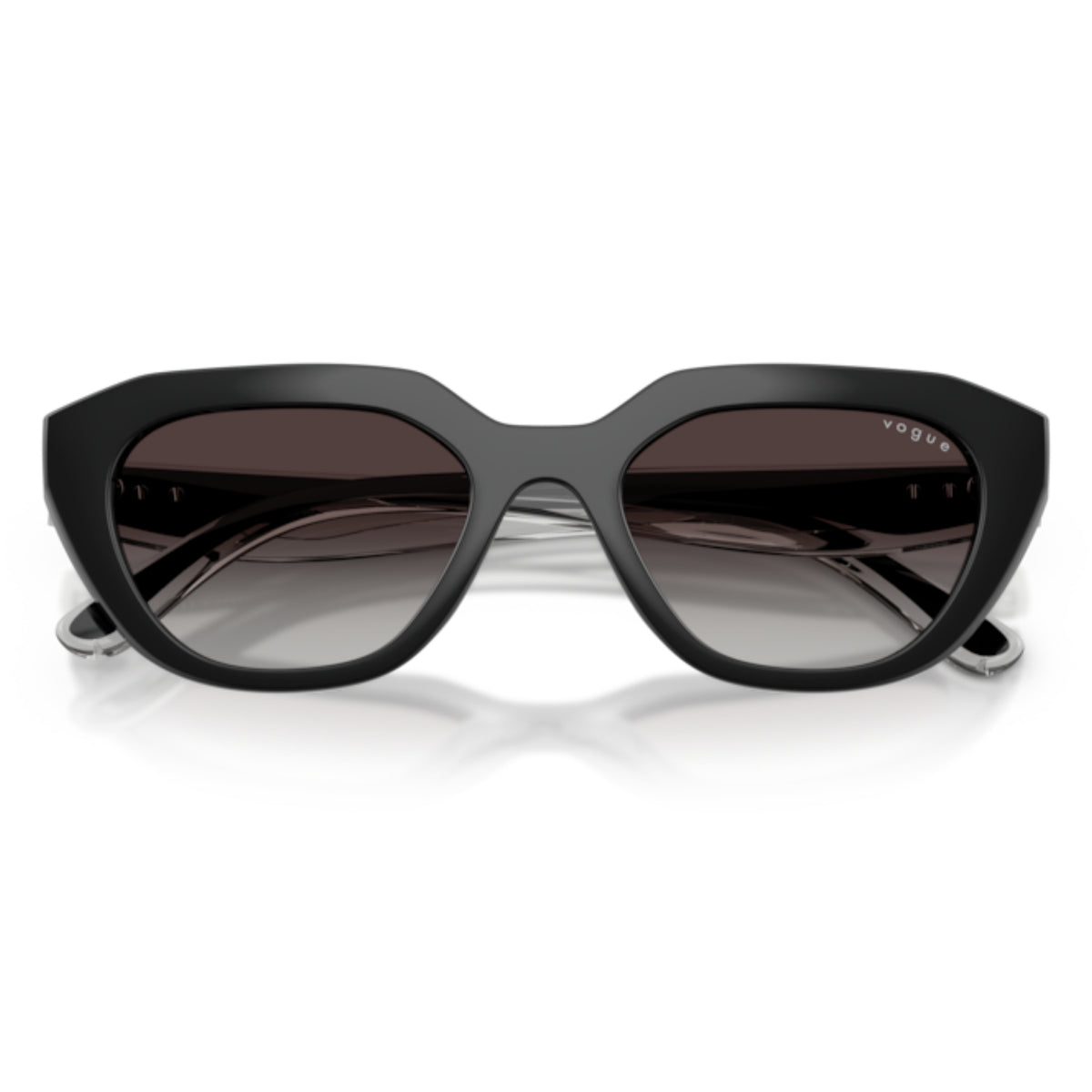 Vogue VO5711S black geometric sunglasses, front view with the temples folded