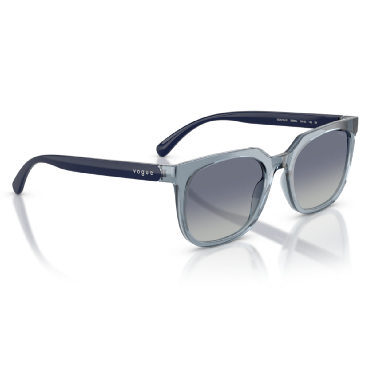 Vogue VO5715SI transparent blue square sunglasses, angled view