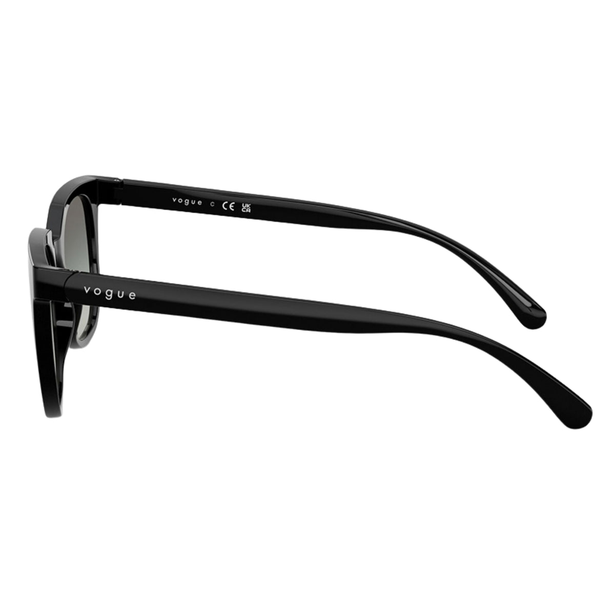 Vogue VO5715SI black square sunglasses, side view of the temple