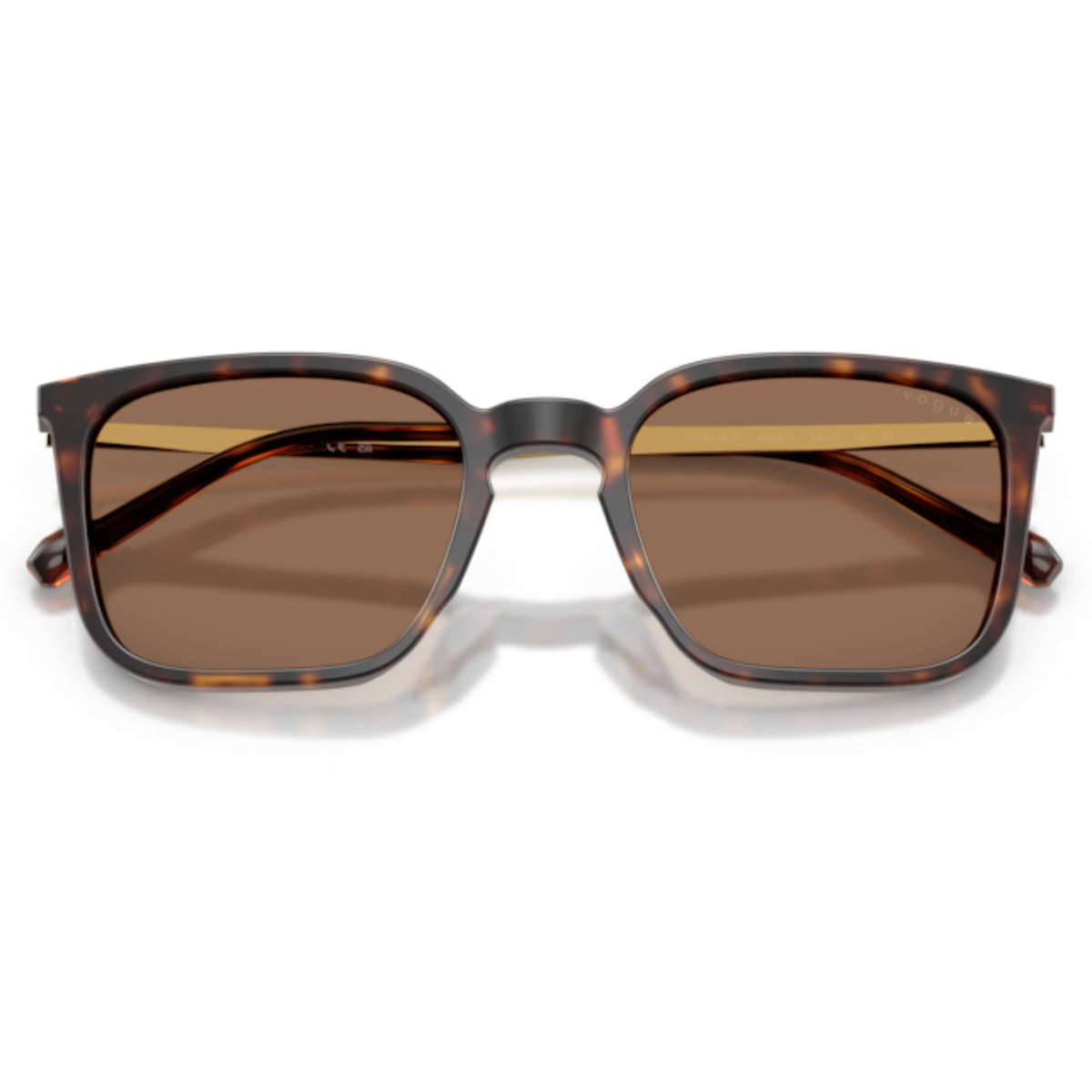 Vogue VO5716SI dark havana square sunglasses, front view with the temples folded