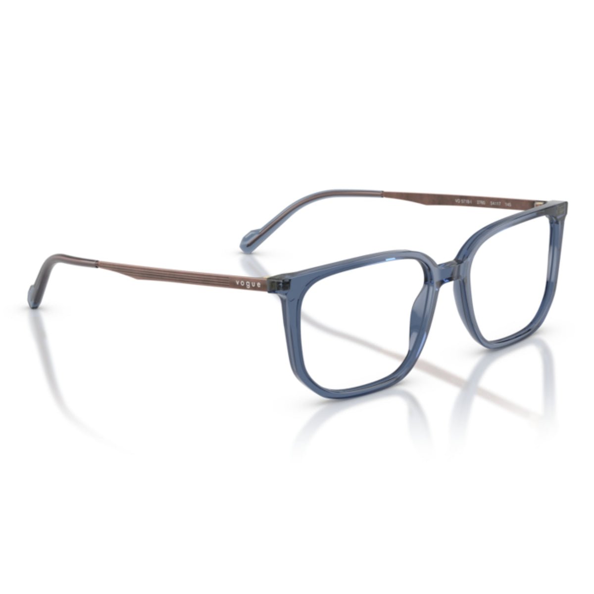 Vogue VO5718I transparent blue geometric eyeglasses, angled view
