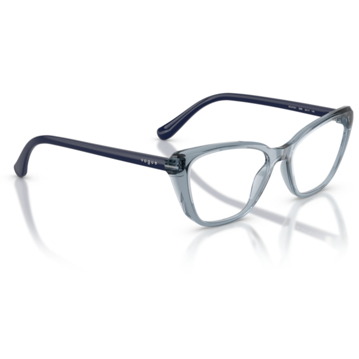 Vogue VO5719I transparent blue cat-eye eyeglasses, angled view