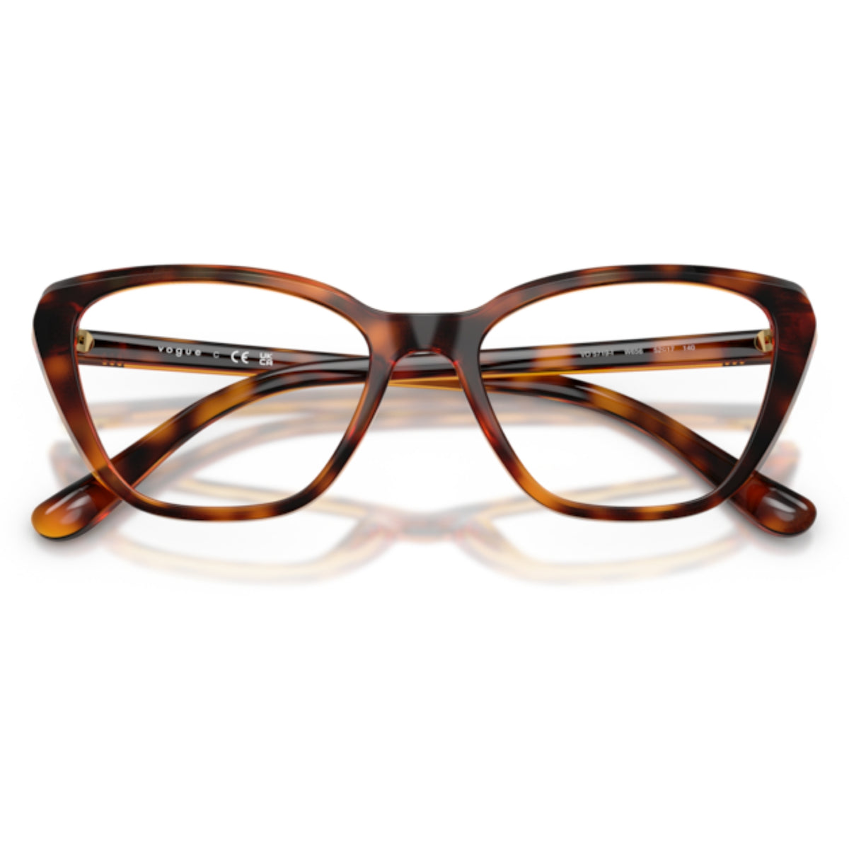 Vogue VO5719I dark havana cat-eye eyeglasses, front view with the temples folded