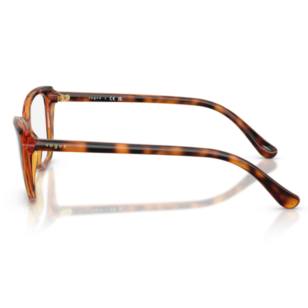 Vogue VO5719I dark havana cat-eye eyeglasses, side view of the dark havana temple