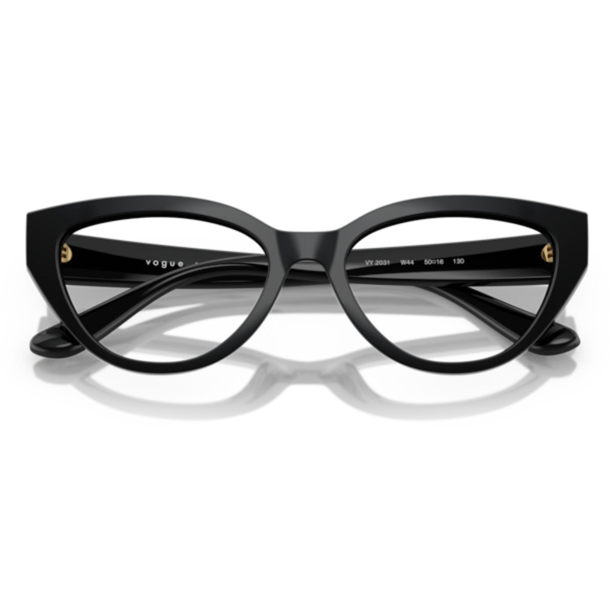 Vogue VY2031 black cat-eye eyeglasses, front view with the temples folded