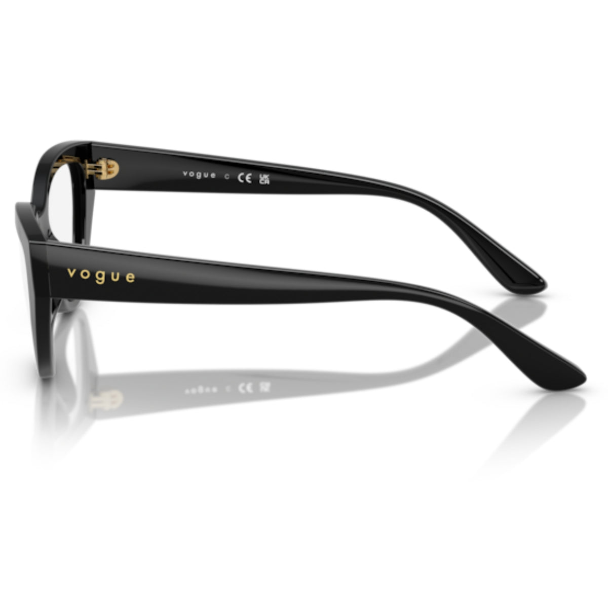 Vogue VY2031 black cat-eye eyeglasses, side view of the temple